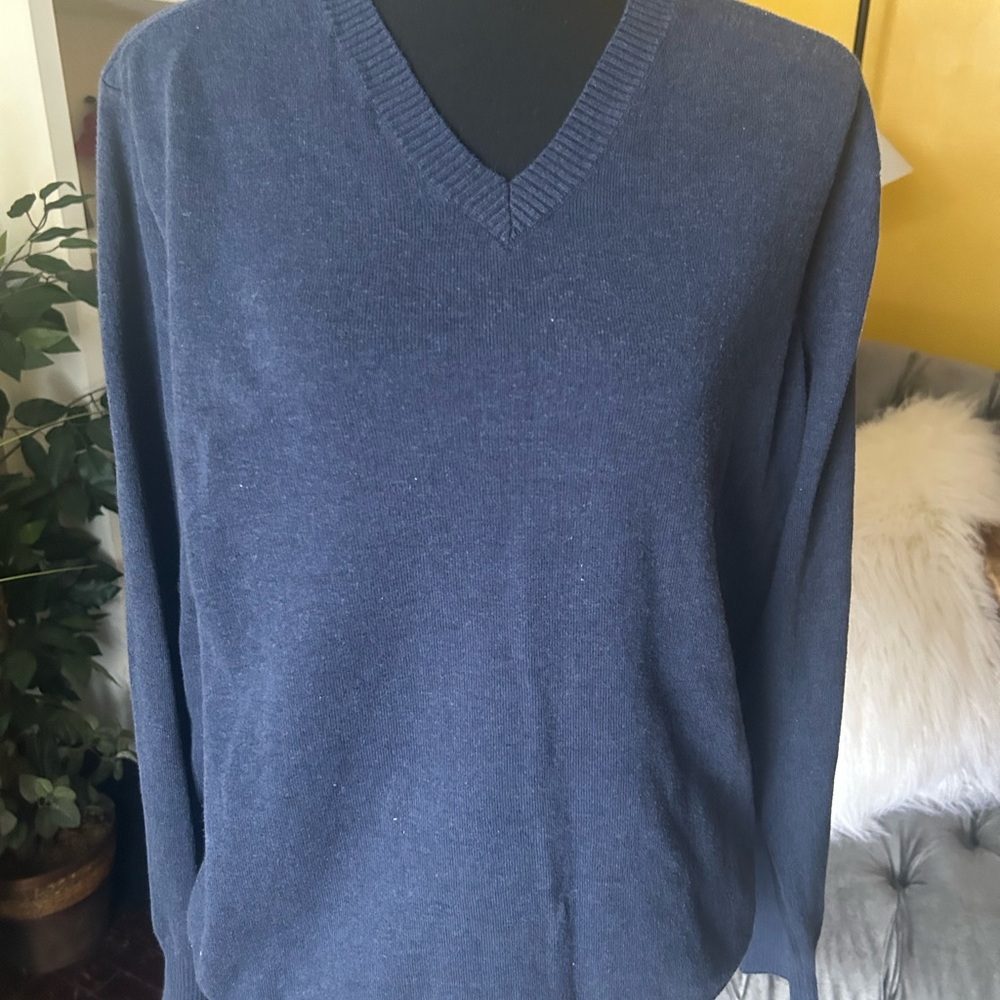 Banana Republic Men Blue V-Neck Sweater - Picture 3 of 9